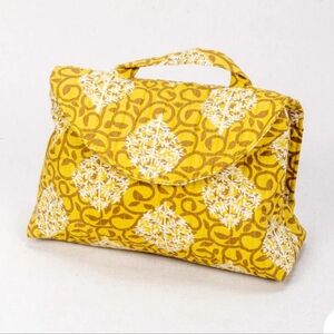 NWT Seema Make-up Pouch Bag Yellow Patterned Kantha